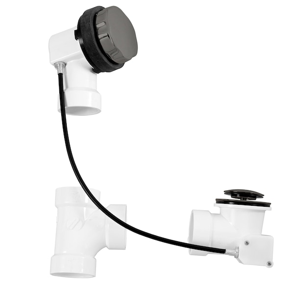 Westbrass 27" PVC Fitting Cable Drive Bathtub Pop-Up Drain Kit with Rotary Overflow Knob, Oil Rubbed Bronze D50P27-12 - main